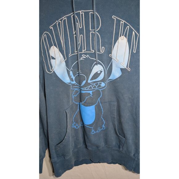 Lilo And Stitch Hoodie Hooded Sweatshirt sz Medium Hoodie "Over It" Disney - Picture 2 of 7